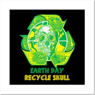 Earth day recycle skull symbo Posters and Art